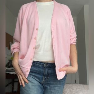 Vintage Arnold Palmer 90s pink cardigan valentine